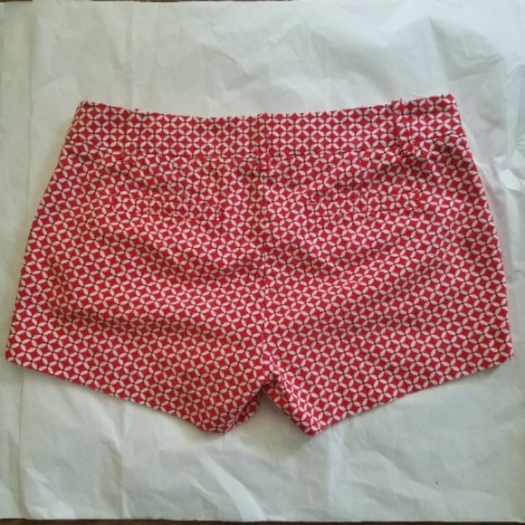 J. CREW Red Print City Fit Cotton Shorts 0 - Picture 2 of 3